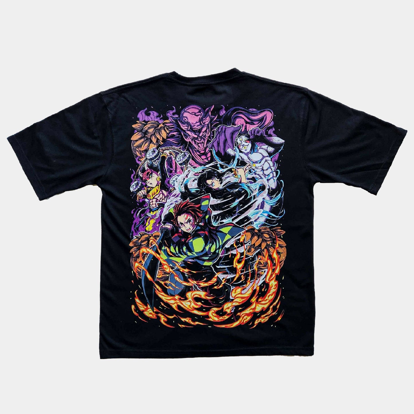 Black oversized Sword-Smith Village Arc t-shirt from Demon Slayer